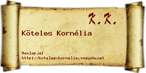 Köteles Kornélia névjegykártya